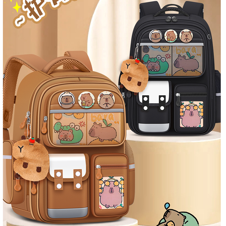 卡皮巴拉儿童书包减负超轻2025新大容量男女小学生书包1-3年级