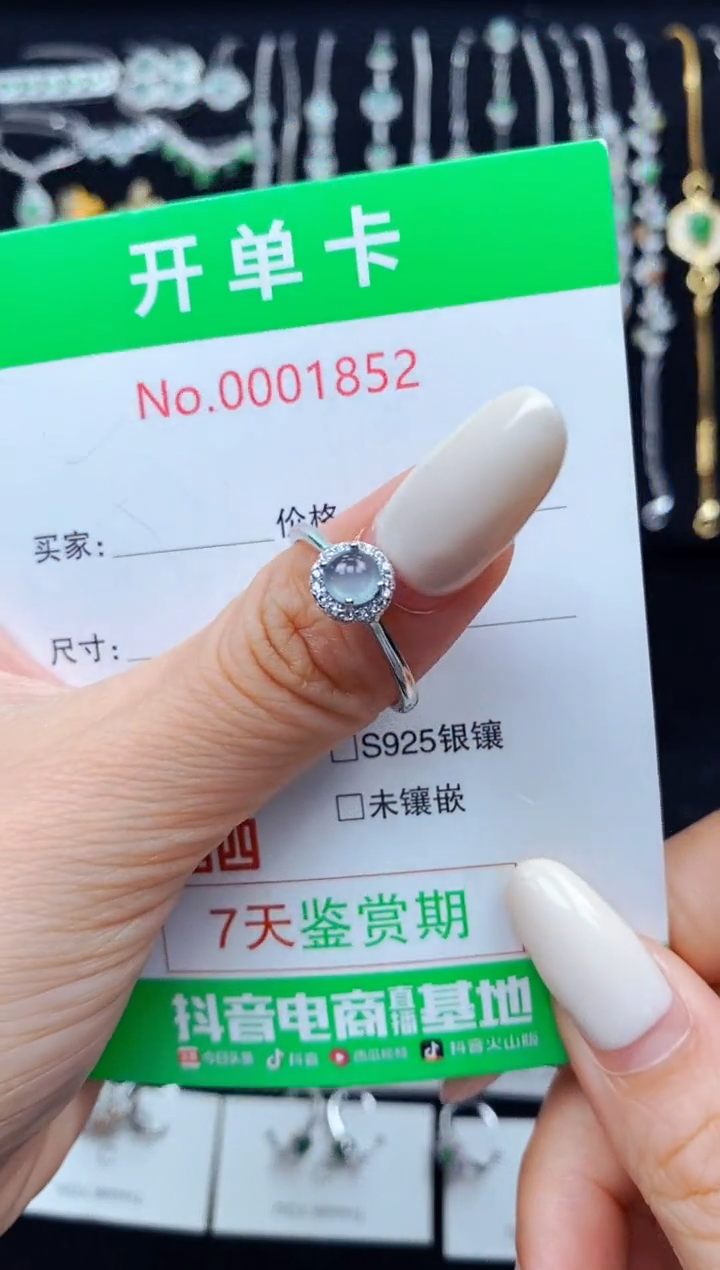 翡翠银S925镶嵌耳饰1852
