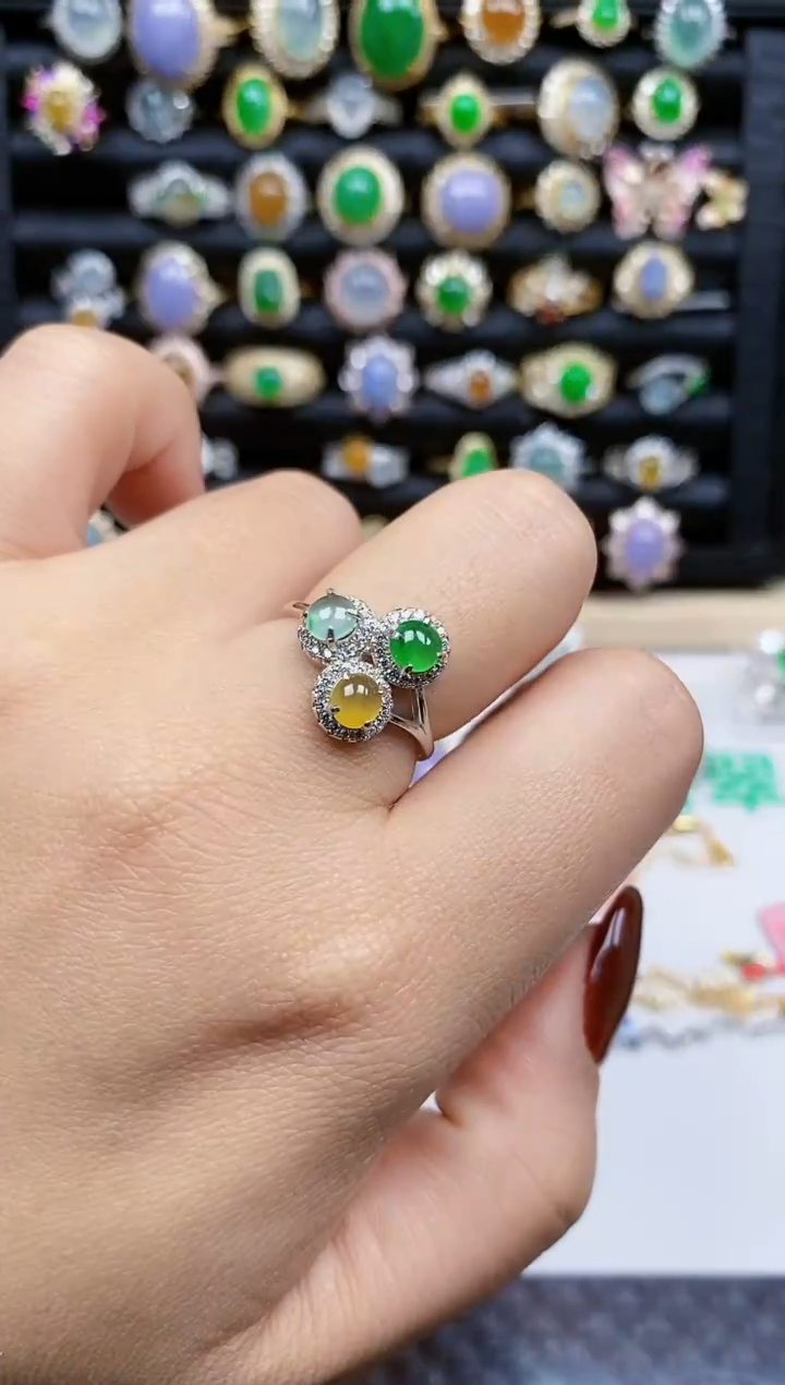 银S925镶嵌戒指翡翠34