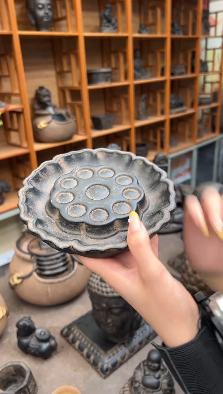 陶土【火山泥】莲蓬壶承