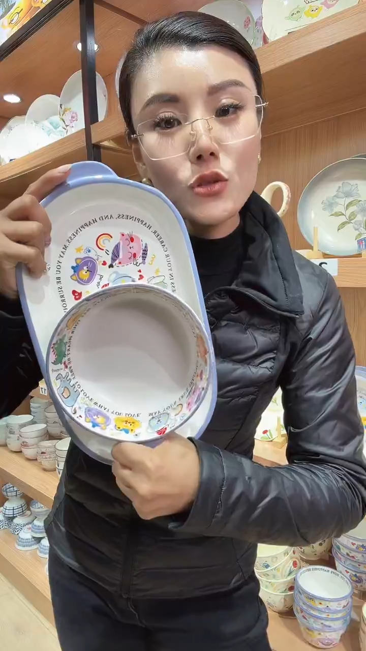 陶瓷鱼盘+手把碗