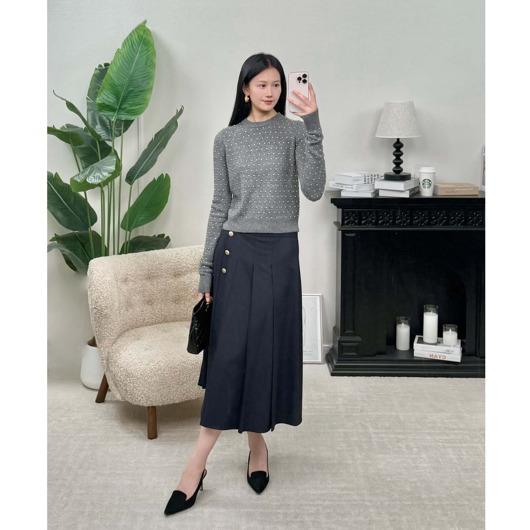 未使用 MaxMara 现货 断码特价钉珠羊毛羊绒毛衣 MY0008