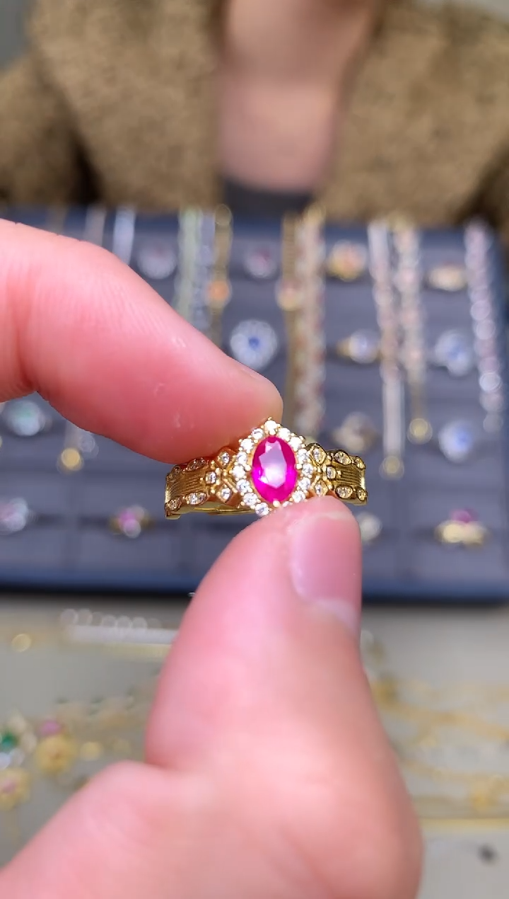 银S925镶嵌戒指红宝石戒指