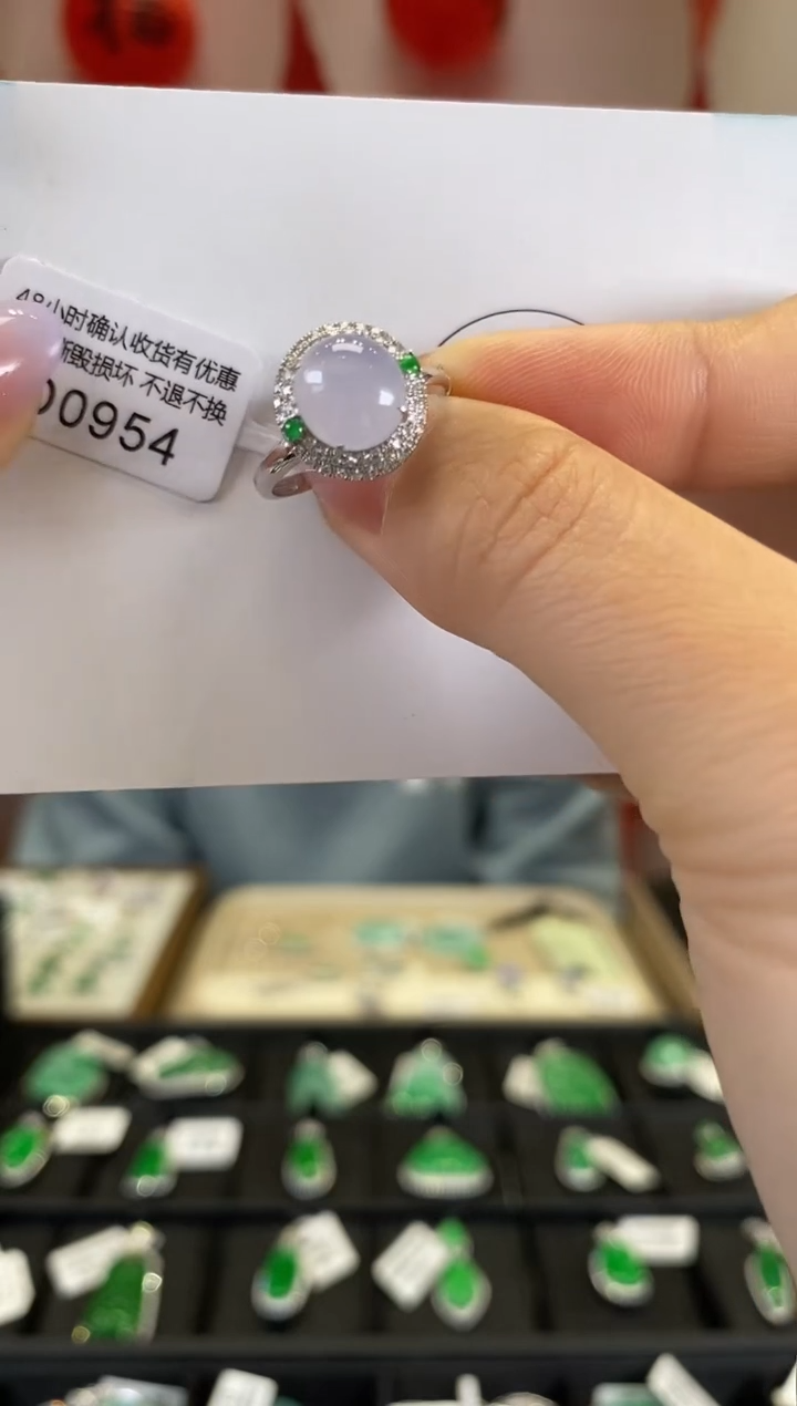 【闪购商品】翡翠戒指18K金镶嵌D0954 旦面戒指 含运营费