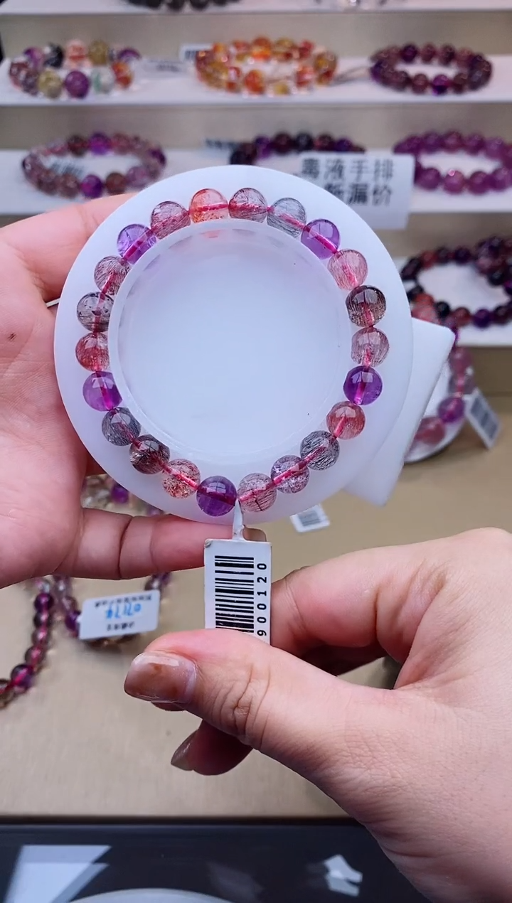 未镶嵌手链水晶黑加仑超七单圈8m+