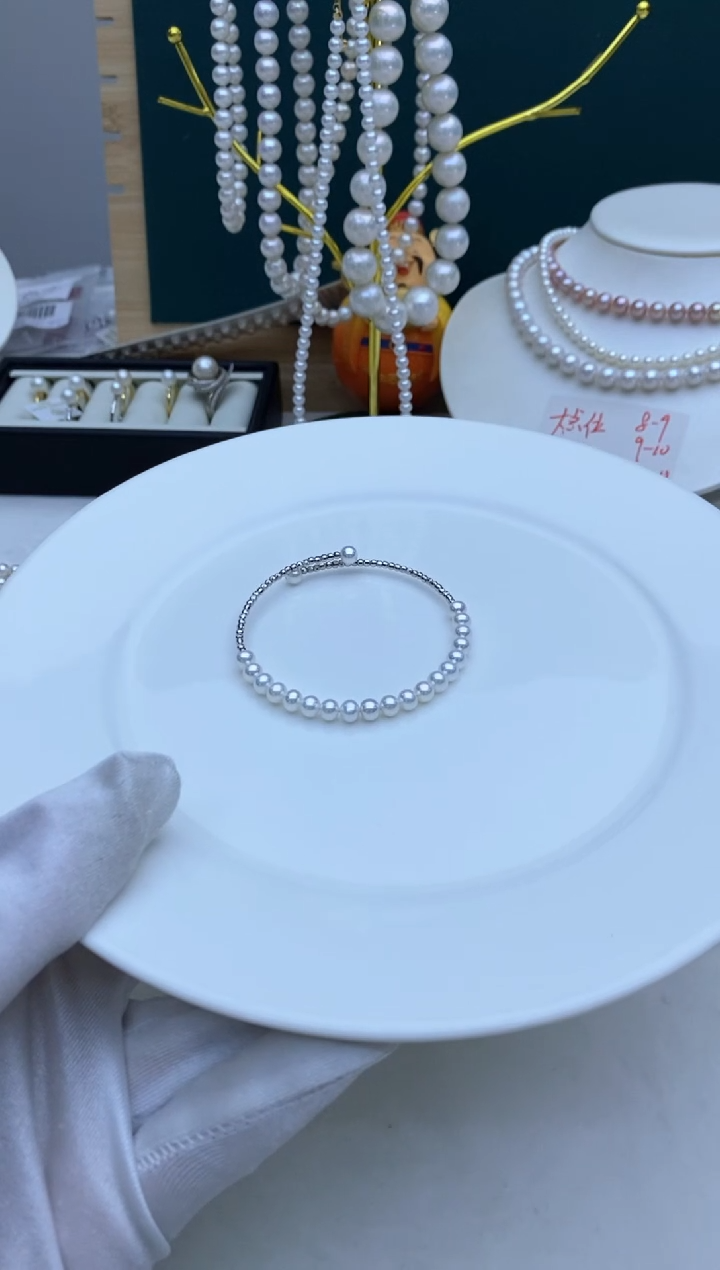 【闪购商品】淡水珍珠手链银S925镶嵌5
