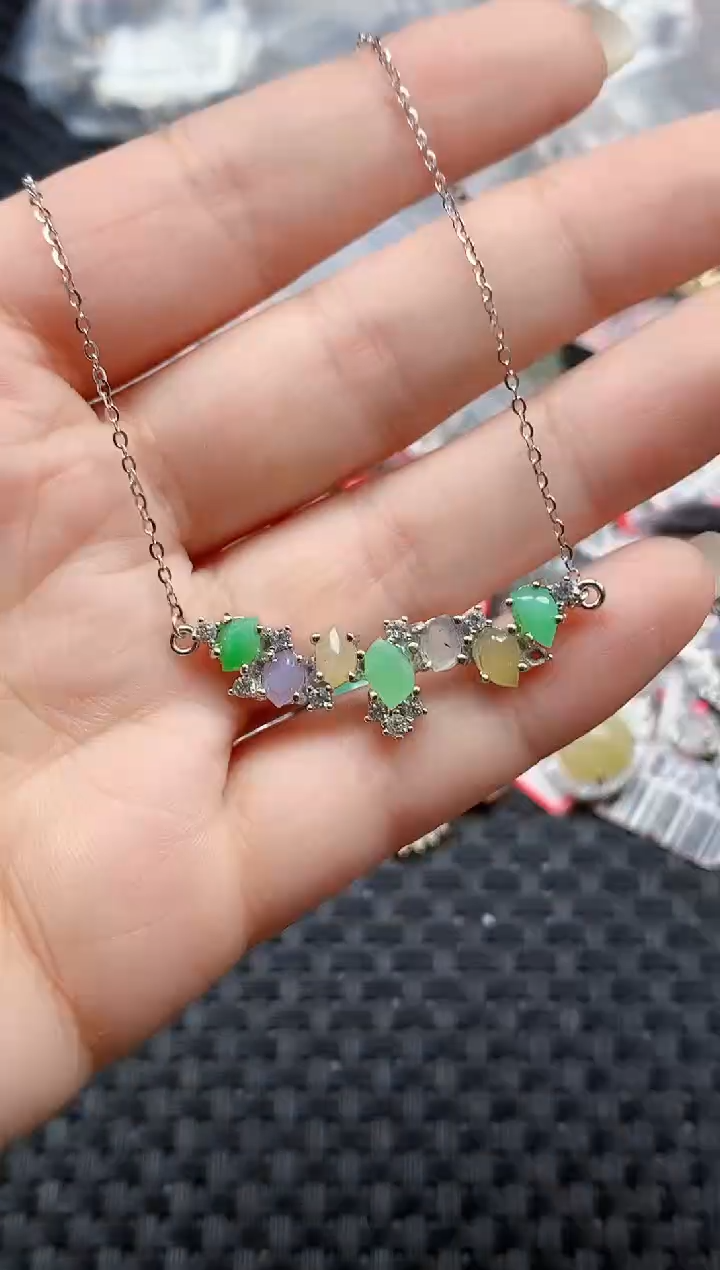 银S925镶嵌戒指翡翠天然A货缅甸翡翠