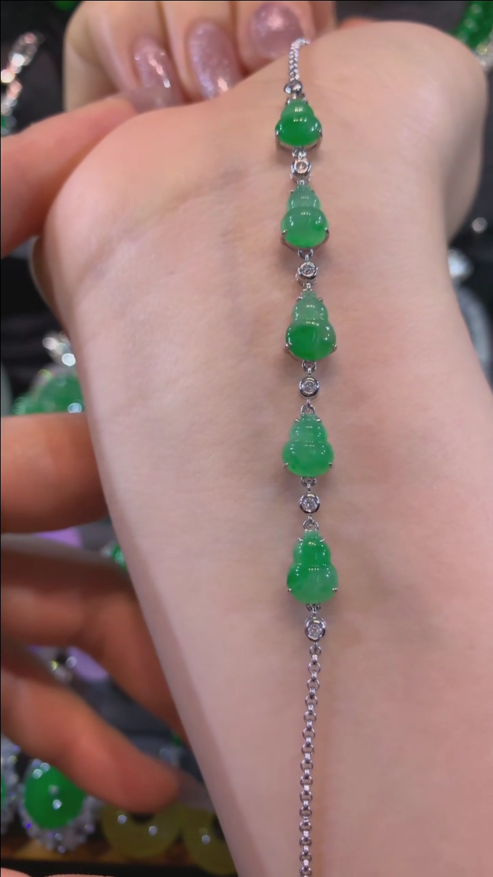 【闪购商品】翡翠手链18K金镶嵌手链