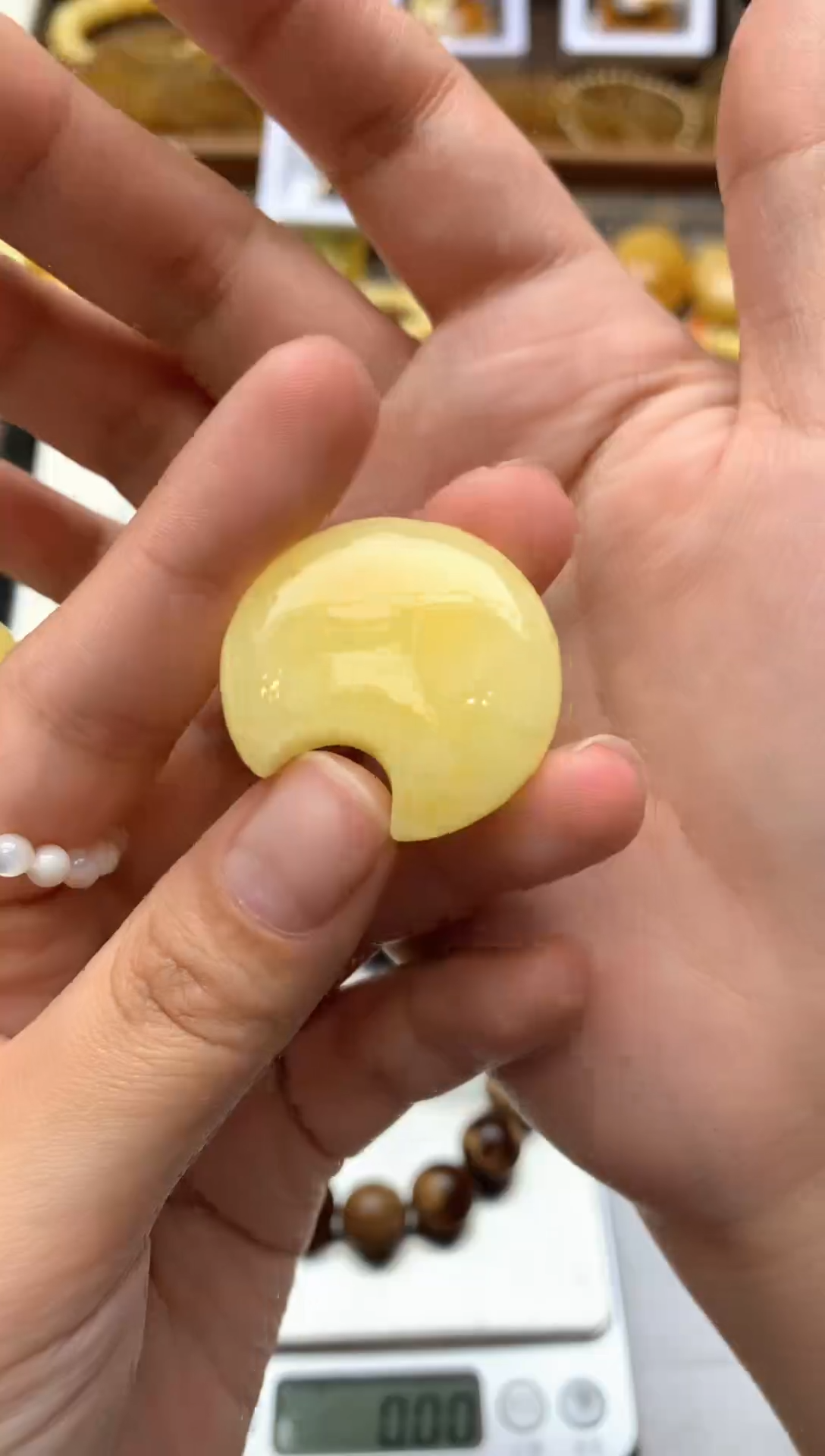 【闪购商品】琥珀珠宝奇石未镶嵌075琥珀蜜蜡花粉小坑介意勿拍