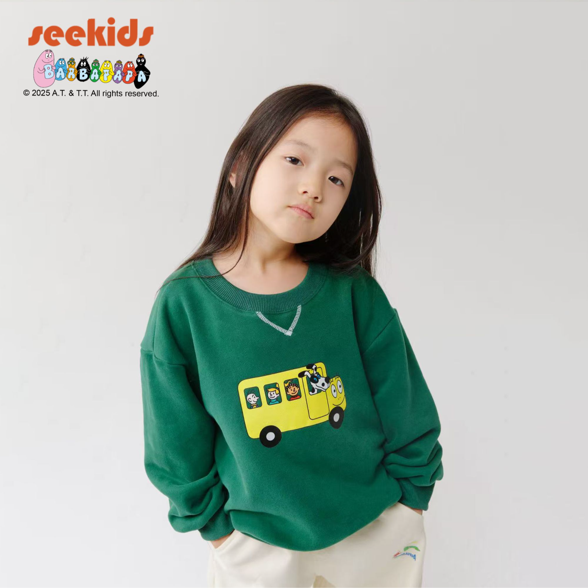 SeeKids【巴巴爸爸ip联名】一体绒四色印花套头儿童卫衣