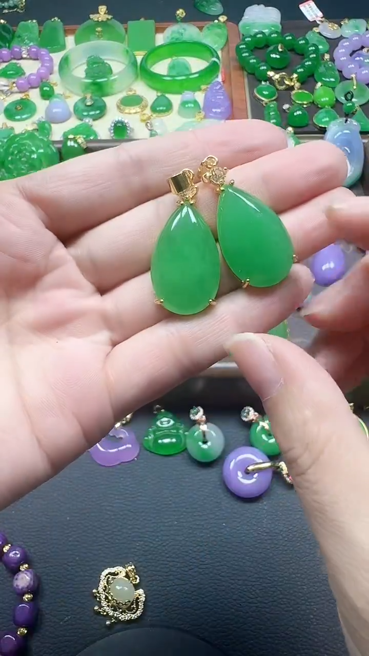 吊坠(赠链)14K金镶嵌翡翠水滴镶嵌