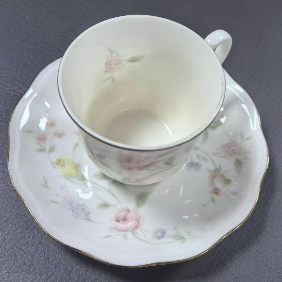 手绘图案咖啡杯描金欧式粉色