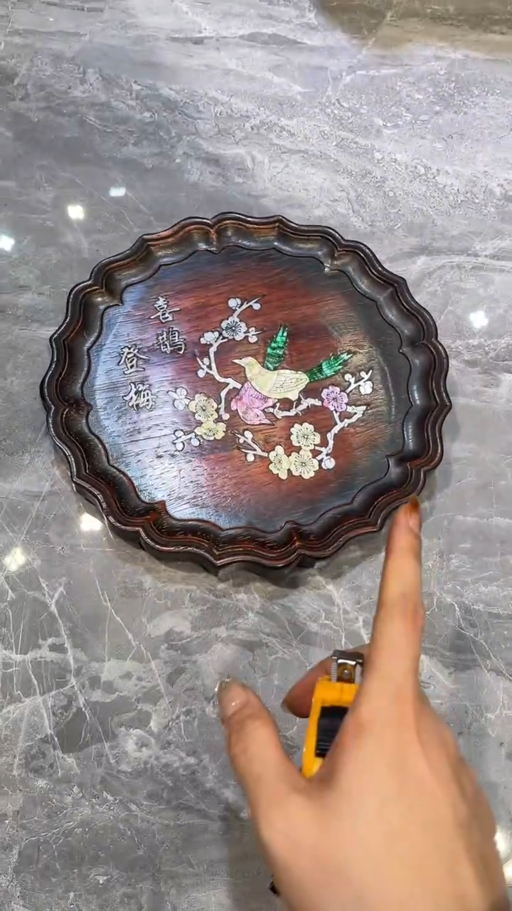 木喜鹊登梅 圆形茶盘