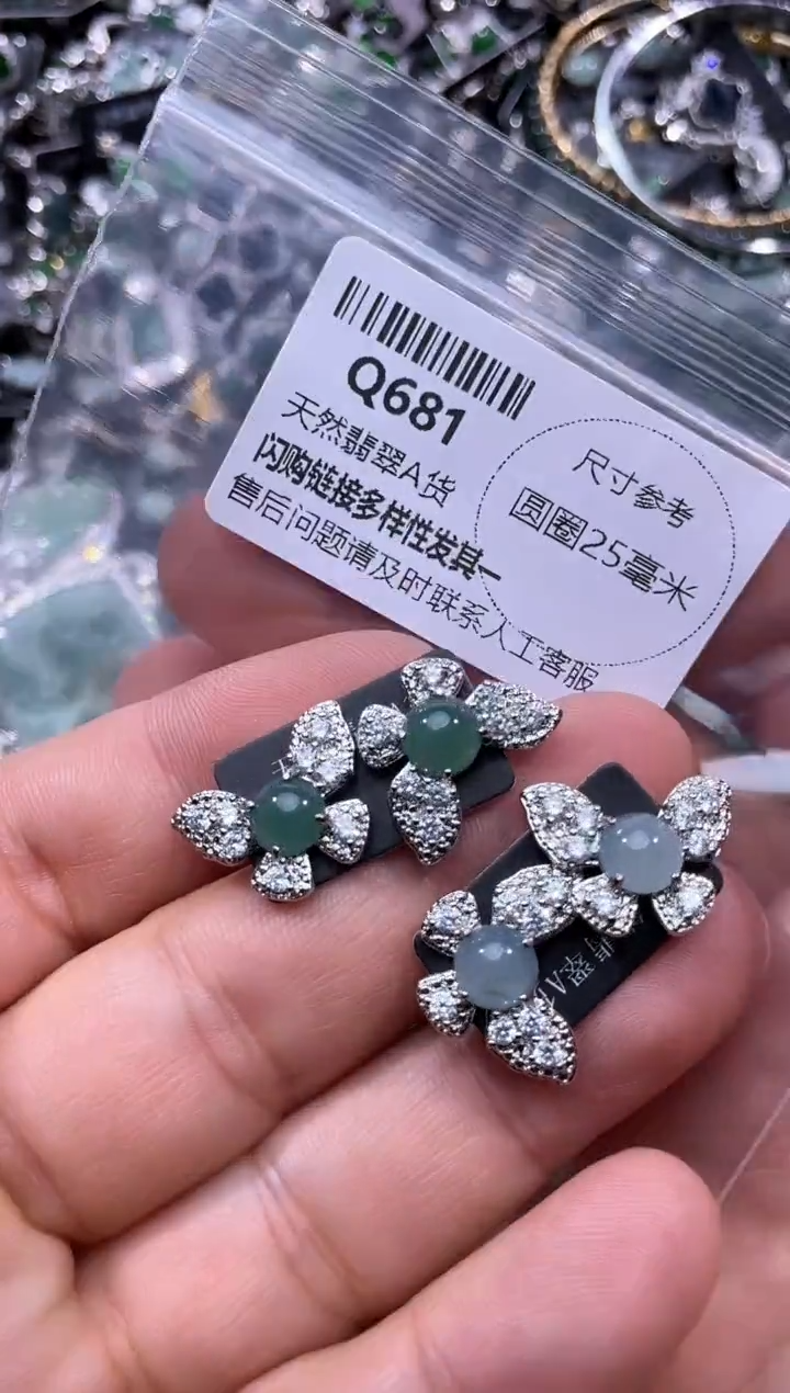【闪购商品】翡翠颈饰未镶嵌Q681耳钉 多样性发其一