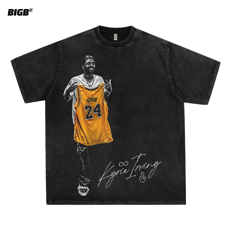 BIGB欧文致敬科比美式复古夏季做旧嘻哈男女同款纯棉短袖t恤球星