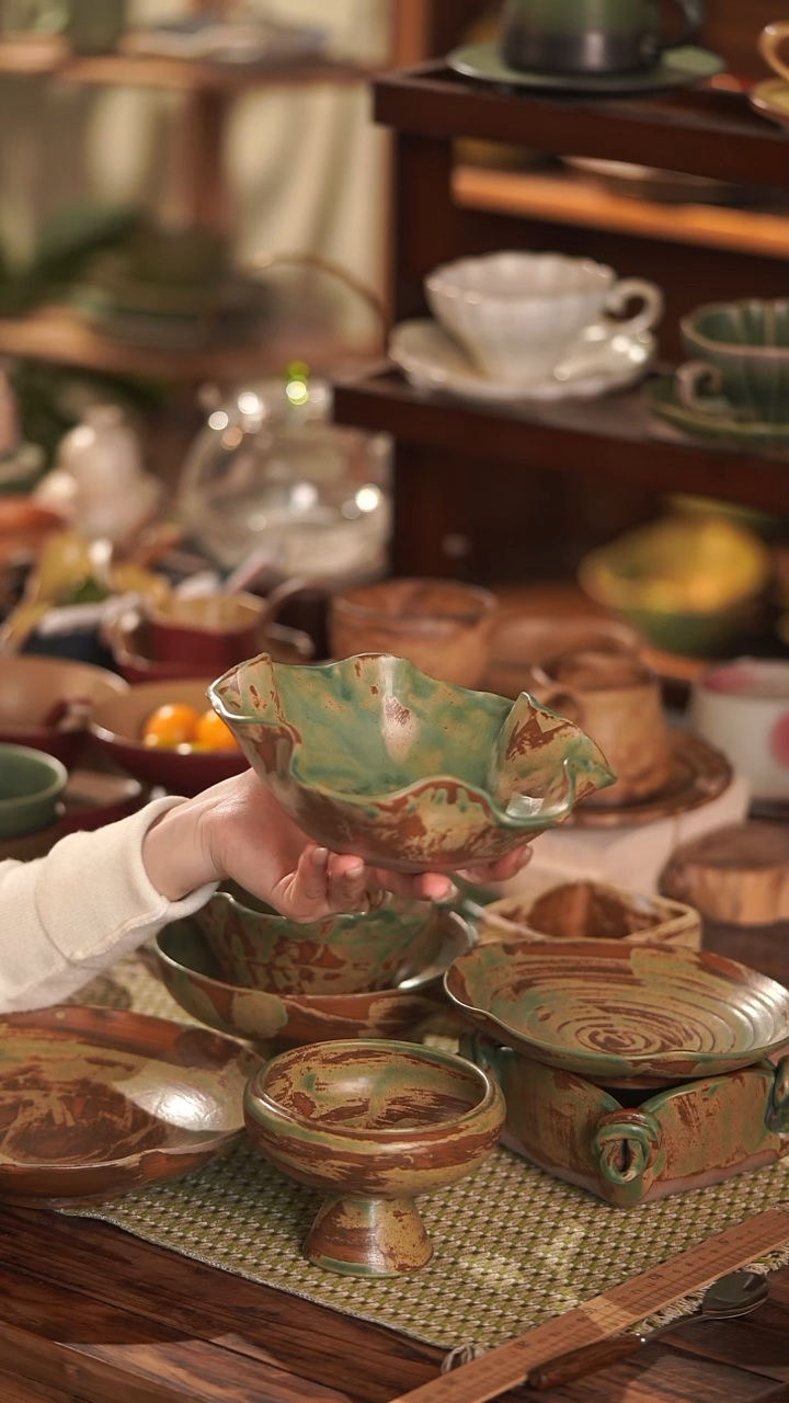 摆件陶景德镇手作餐具@@