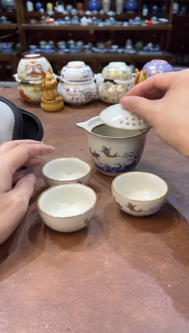 真的很便宜超好看会开片的旅行茶具