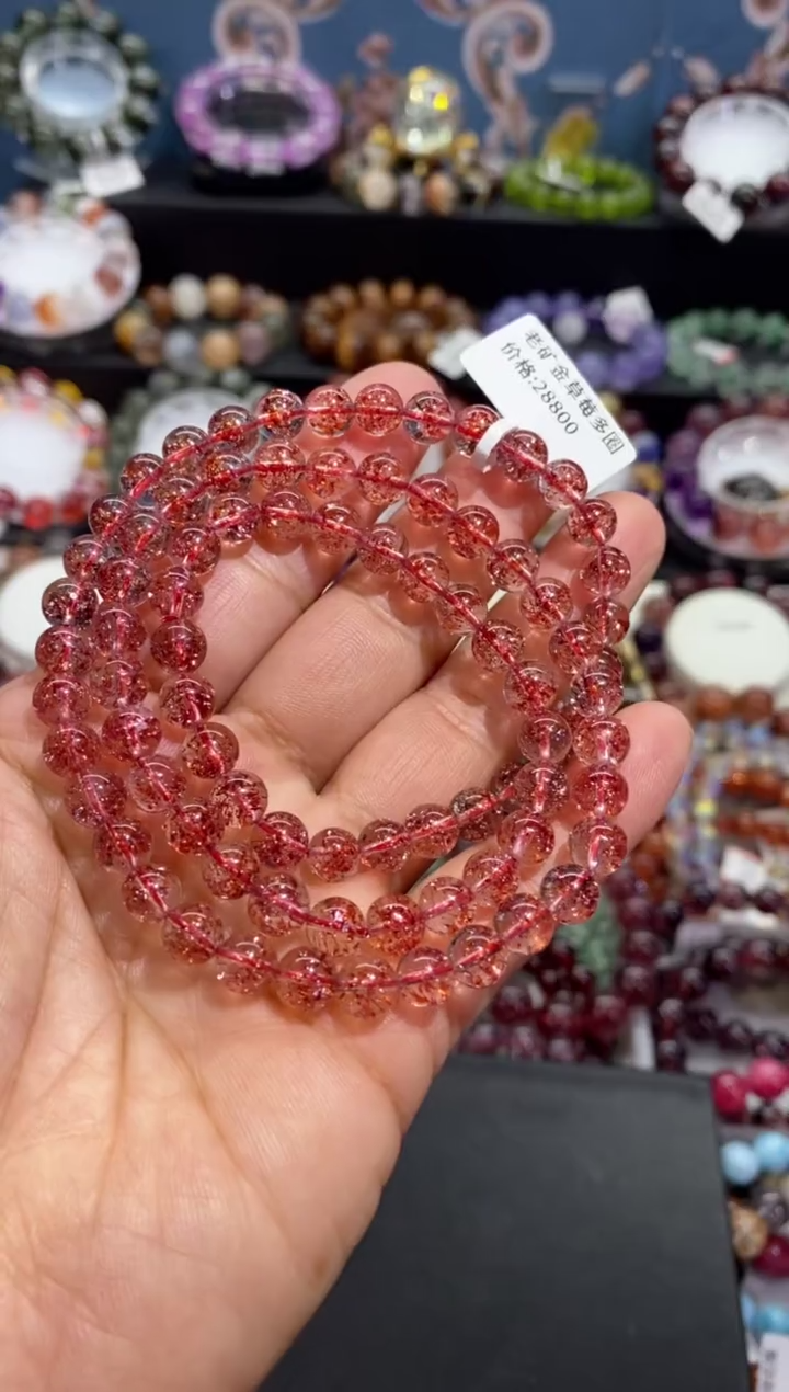 【闪购商品】水晶手串未镶嵌金草莓多圈6+