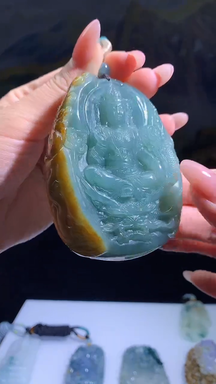 【闪购商品】定制翡翠未镶嵌8055jj-毛货挂件46