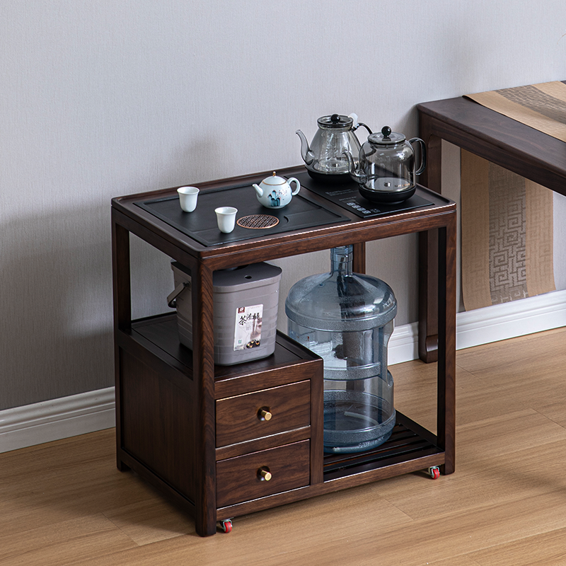 乌金木可移动茶车实木茶边柜客厅阳台茶几一体茶水柜沙发边几
