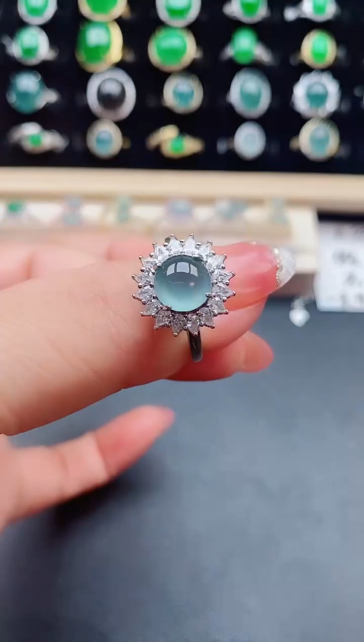 【闪购商品】翡翠戒指银S925镶嵌58000