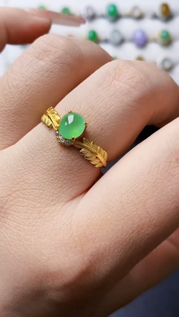 银S925镶嵌戒指翡翠0035