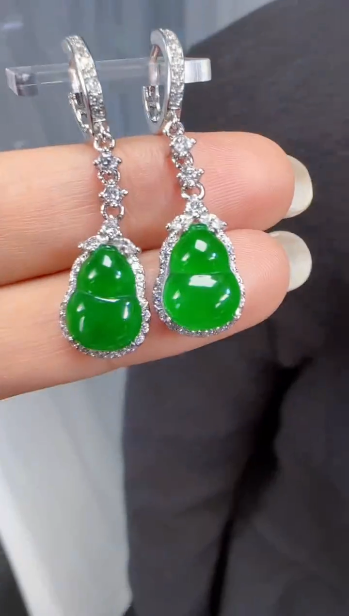 未镶嵌定制翡翠翡翠耳环13