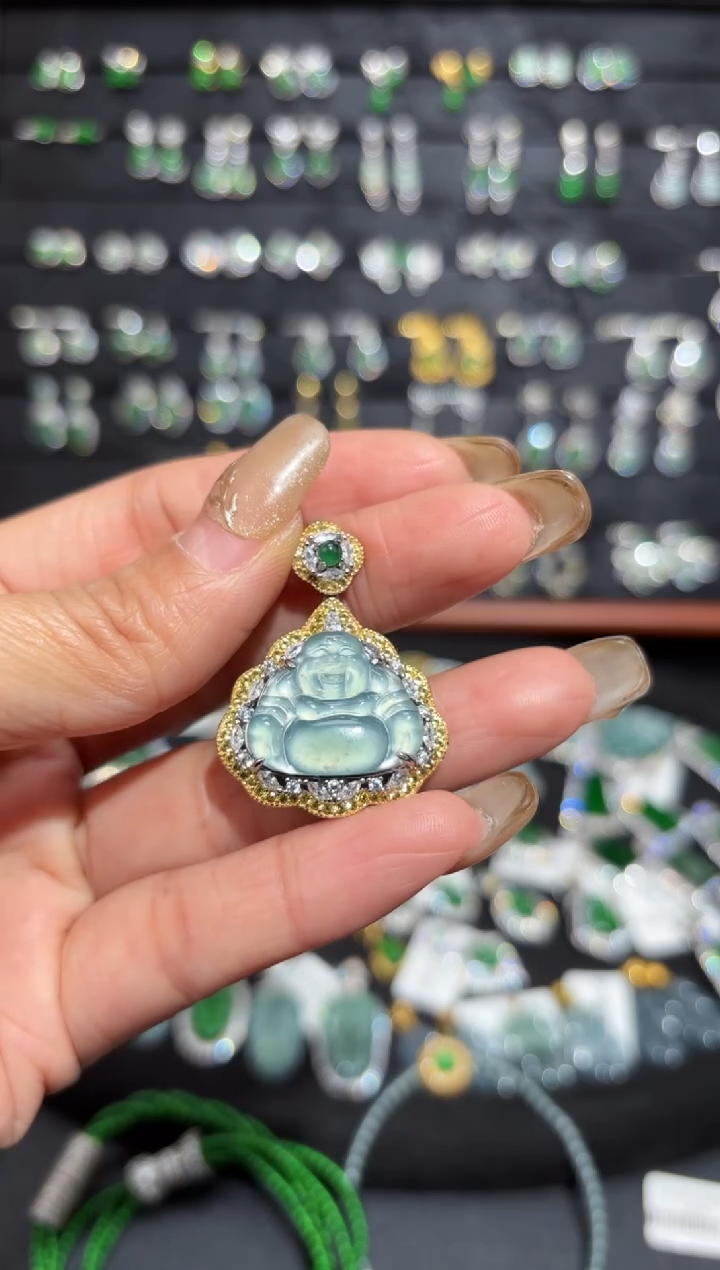 【闪购商品】翡翠颈饰银S925镶嵌佛公/支持复检/一件