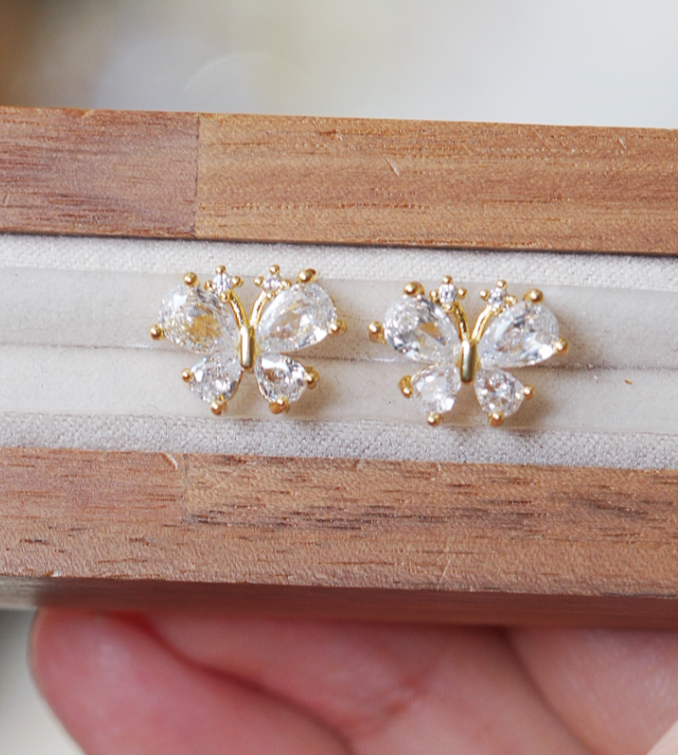 到手2个 双面锆石蝴蝶多通diy饰品配件手工串珠手机饰品