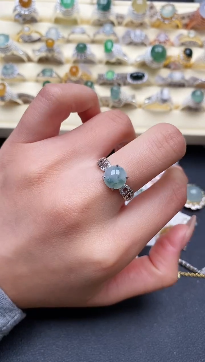 【闪购商品】翡翠戒指银S925镶嵌111111+2