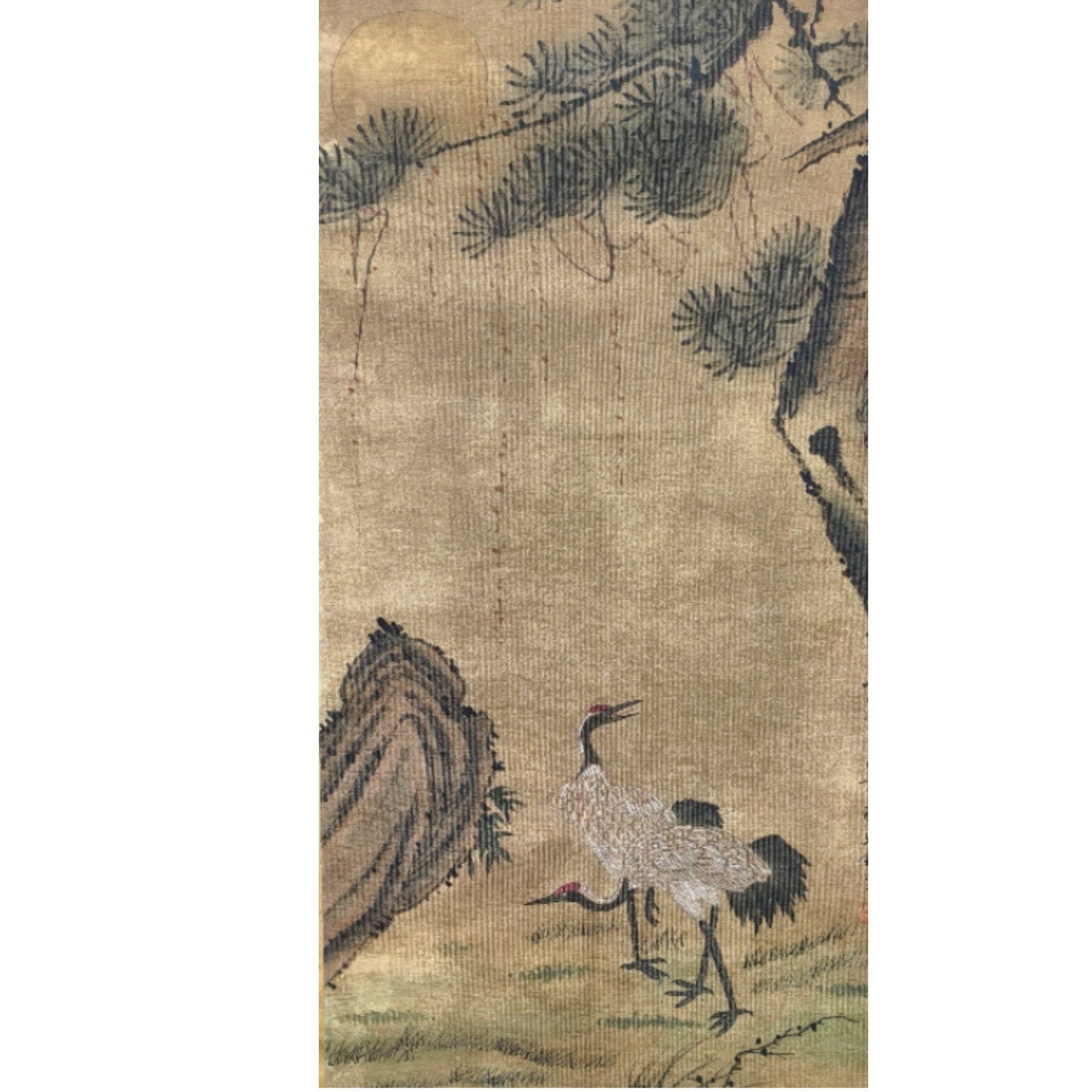 蒋    松鹤立轴图绢布 40*84约3平尺