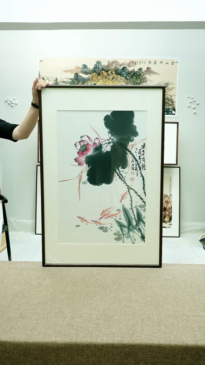 国画62*92李法良手绘花鸟带框