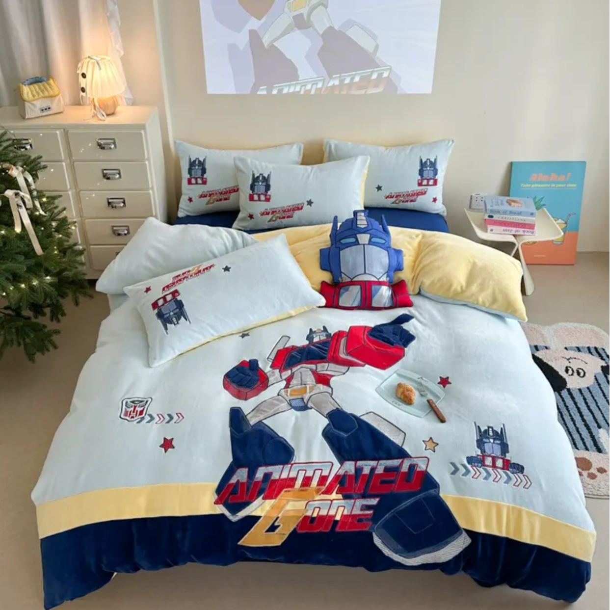 【变形金刚】2025新款成人儿童牛奶绒贴布绣四件套加绒【加密加厚】