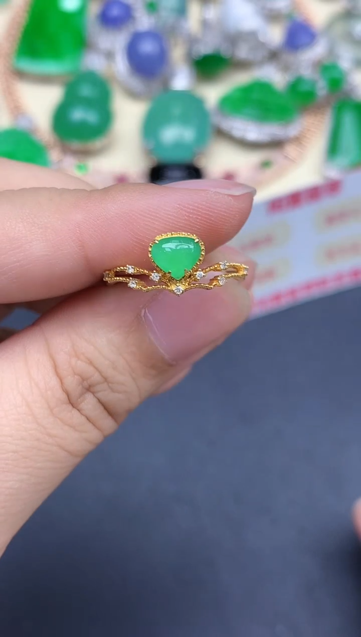 18K金镶嵌戒指翡翠474-中国好珍宝