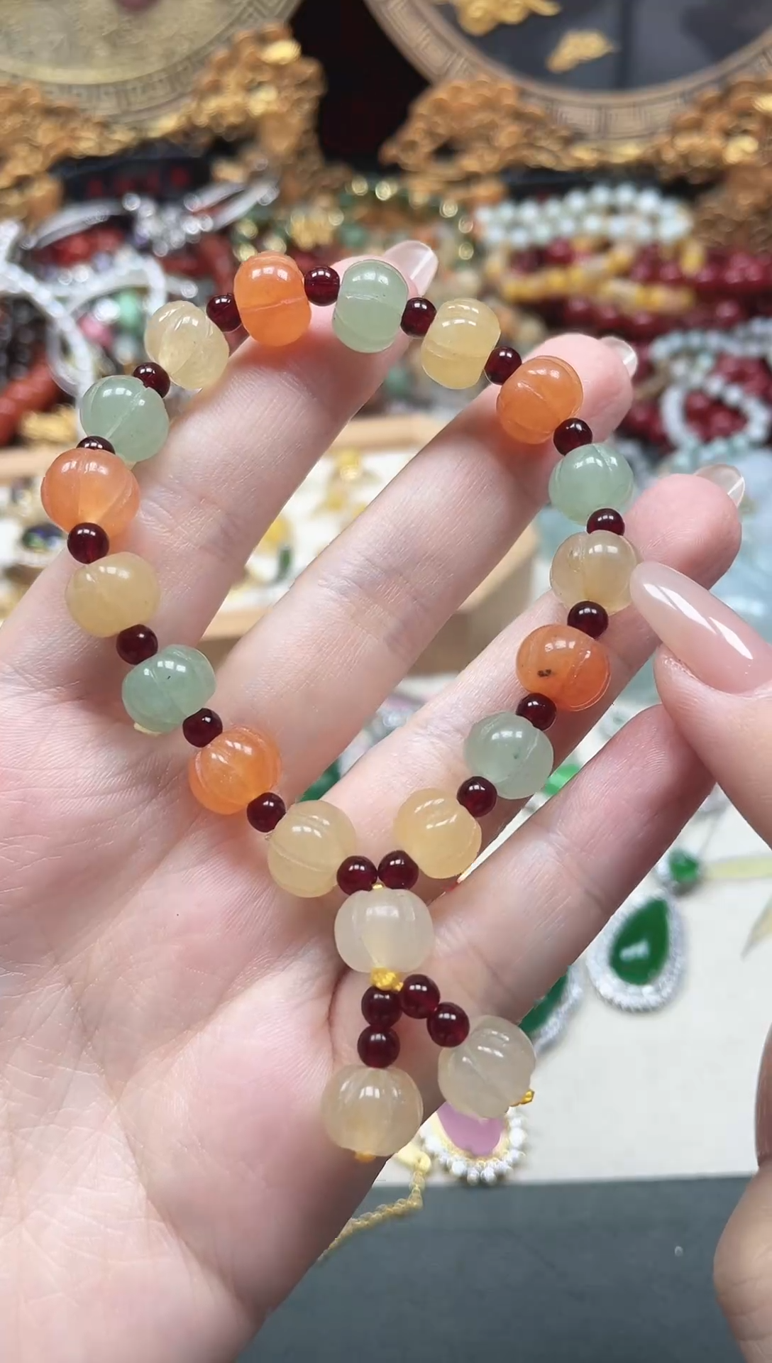 未镶嵌手串石英质玉（金丝玉）多样性发货拍一发一