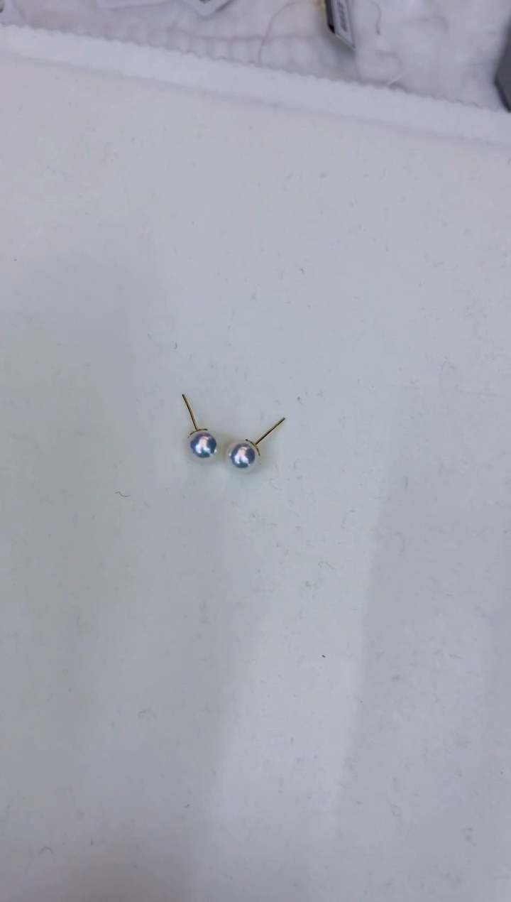 18K金镶嵌海水珍珠饰品7.5-8素钉定制