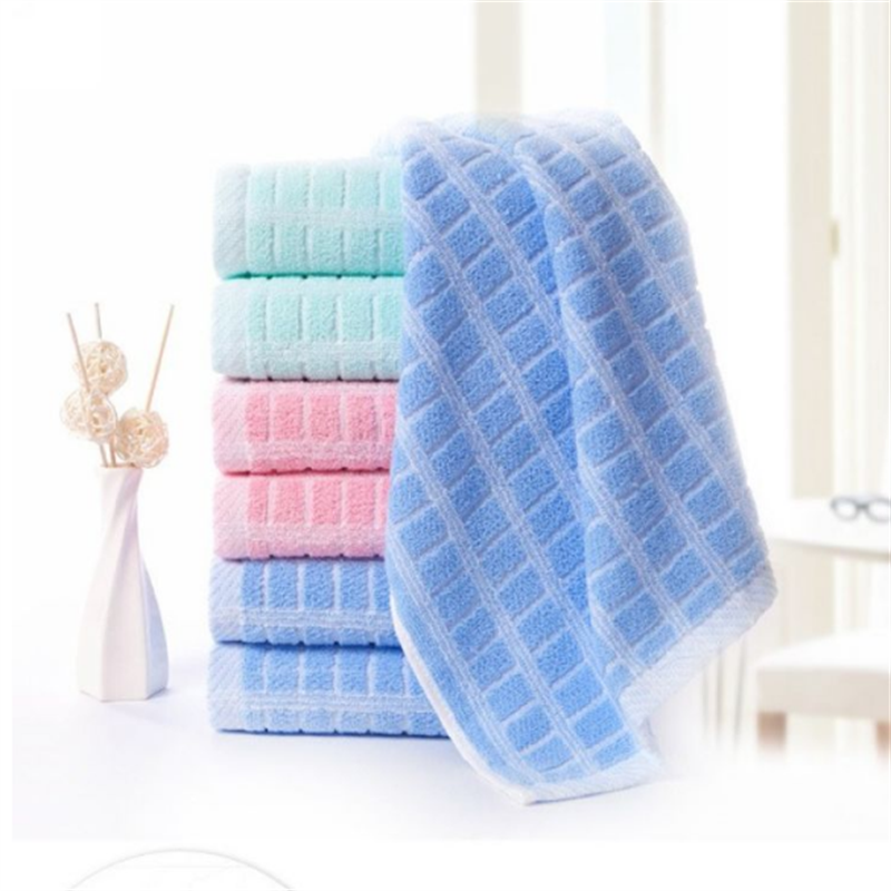 纯棉格子毛巾A类标准洗脸家用宝宝全棉小面巾柔软吸水34X78cm亲肤