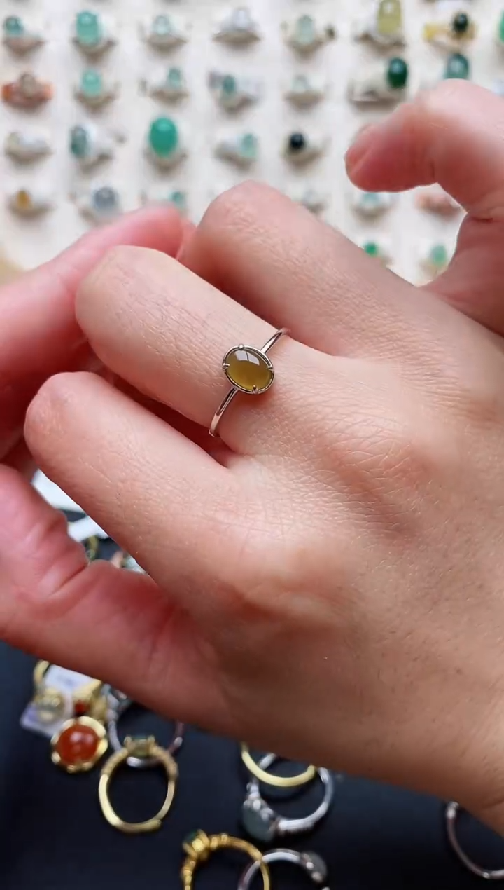 【闪购商品】翡翠戒指银S925镶嵌天然翡翠 222  7+