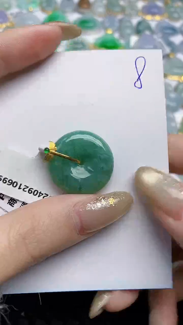 【闪购商品】翡翠颈饰18K金镶嵌天然A货翡翠 8