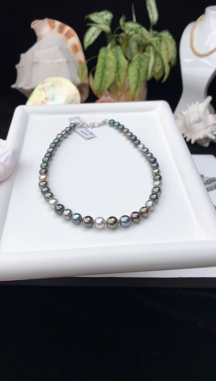 【闪购商品】海水珍珠颈饰银S925镶嵌海水大溪地珍珠项链