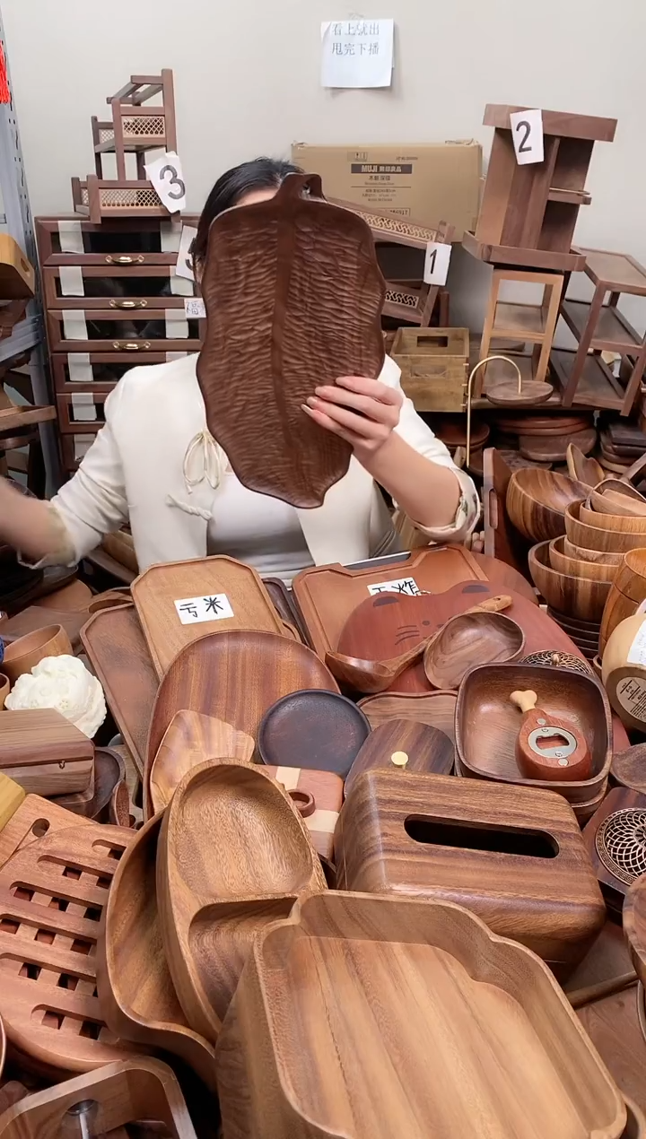 木简***单  北美黑胡桃木大叶盘40*18*2cm 