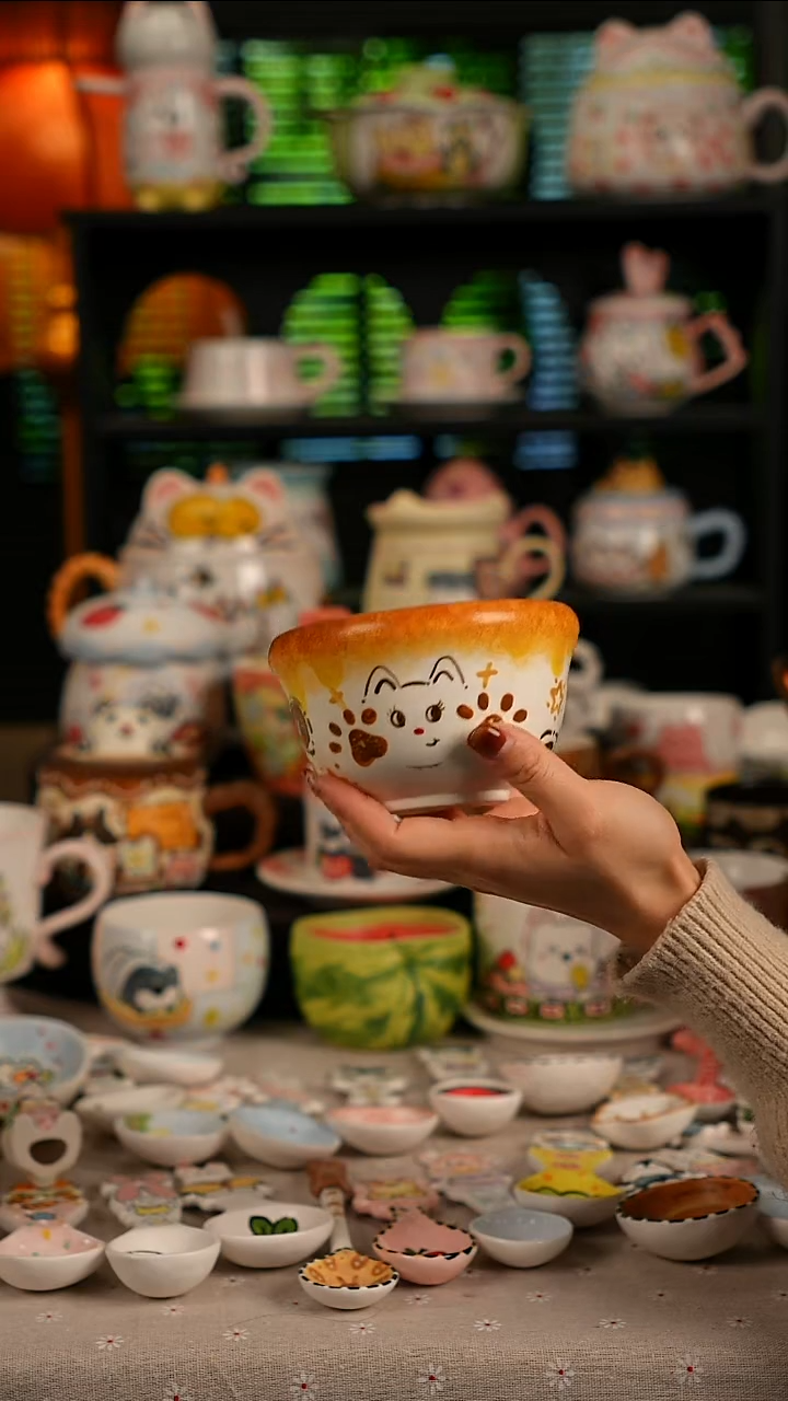 陶瓷无盖款景德镇高温釉下彩纯手绘创意瓷