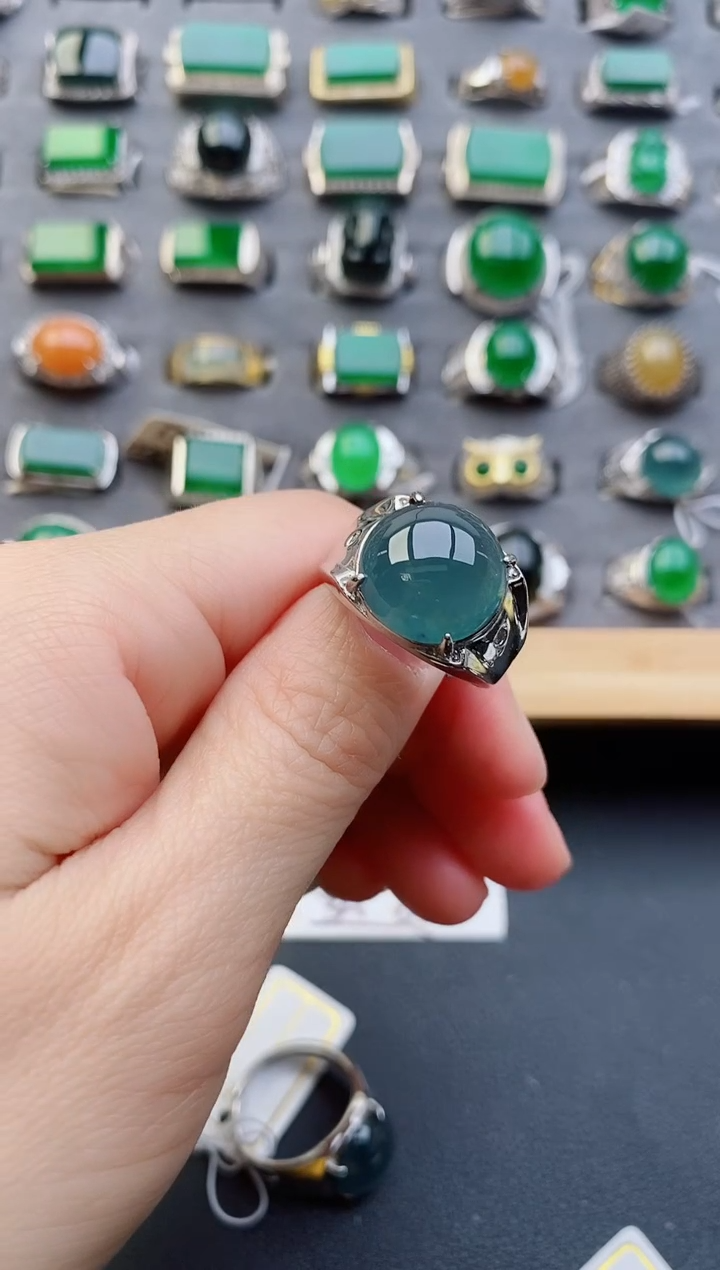 【闪购商品】翡翠戒指银S925镶嵌12121
