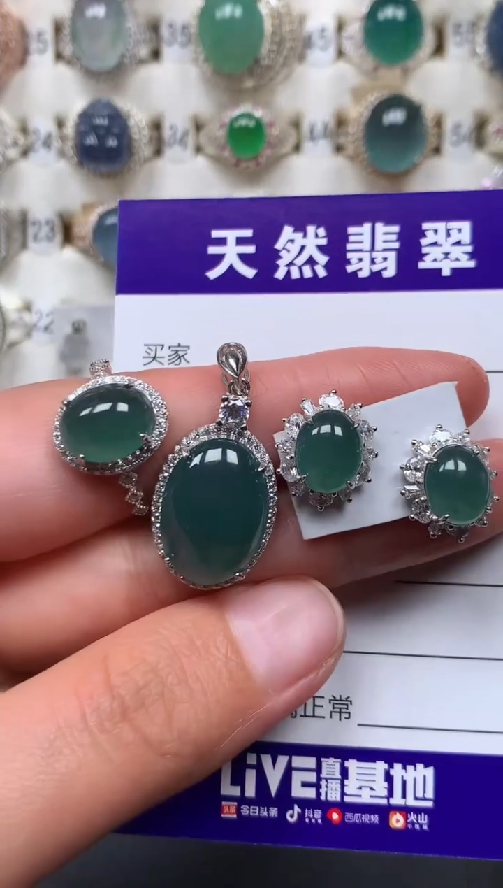 颈饰银S925镶嵌翡翠480