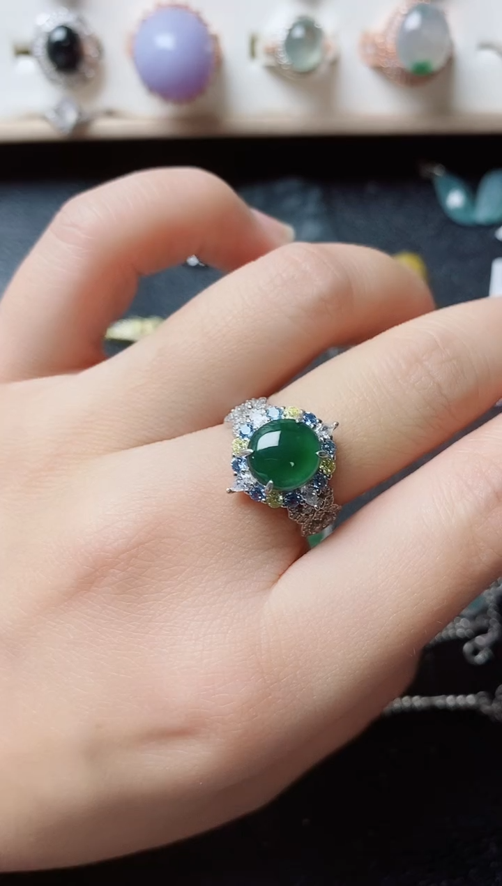 【闪购商品】翡翠戒指银S925镶嵌11111