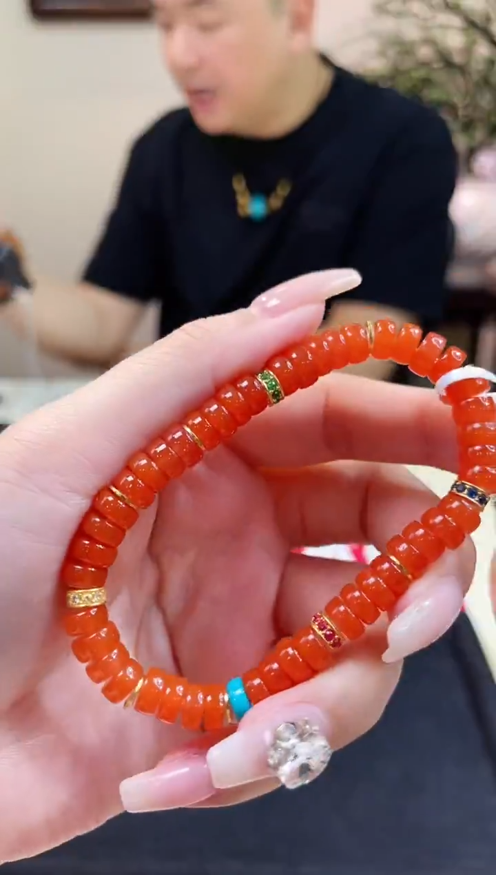 18K金镶嵌手链南红玛瑙@@ZY50320005