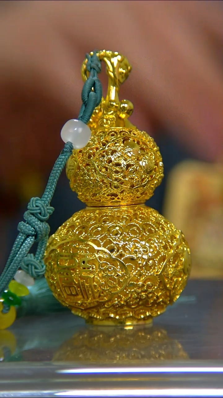 【闪购商品】铜鎏金 百福花丝葫芦