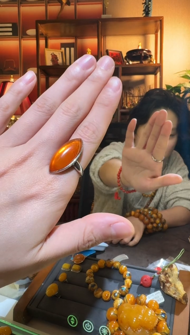 蜜蜡颈饰银S925镶嵌7537天然蜜蜡珠宝奇石