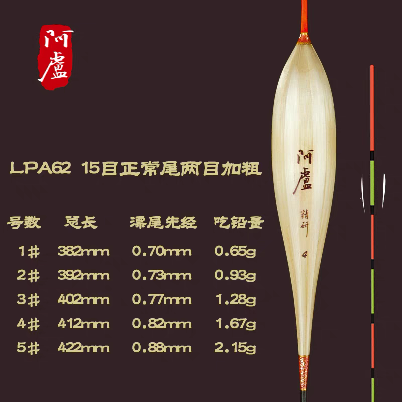 阿卢浮漂LPA62芦苇鲫鱼漂a62顿口王行程接口临底接口灵敏度高硬尾