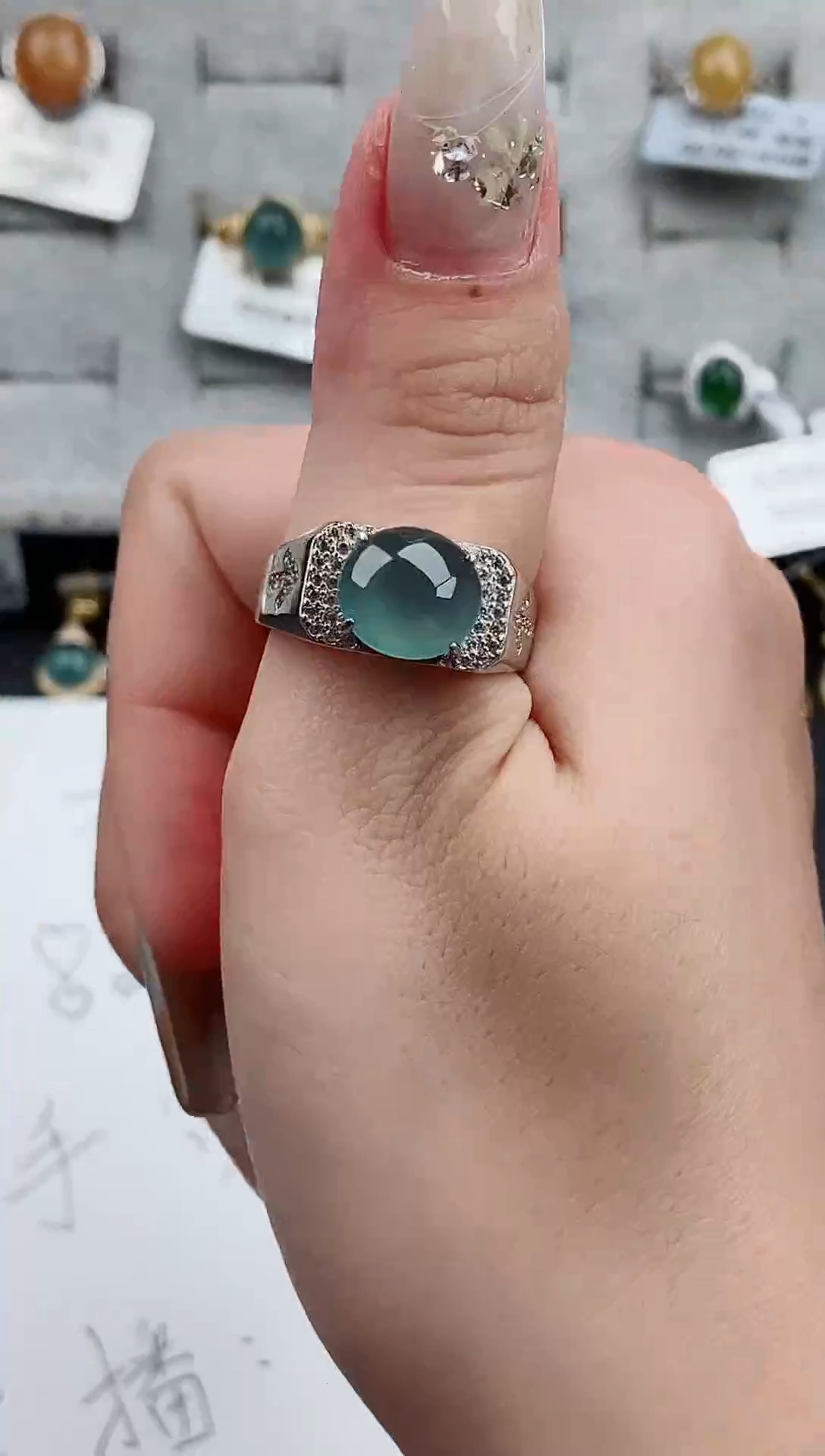 【闪购商品】翡翠戒指银S925镶嵌戒指230